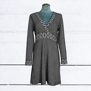 Max Studio Women's Geometric Floral Long sleeve Dress Size Large NWT